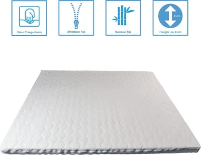 Anno 1588 Luxe Topper Traagschuim Monaco - Bamboe tijk - Hotelkwaliteit - ca. 8cm - 70x200