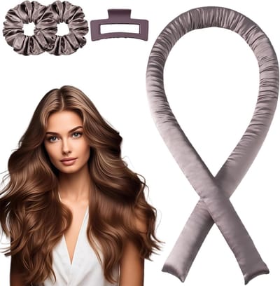 Set voor Heatless Hair Curling, Droomgolf Haar Krullen Zonder Hitte voor Lang Haar, Ideaal voor Nachtelijk Gebruik, Donkerbruin