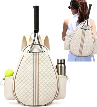 Padel Rugzak met Racketvak - Tennisrugzak - Waterdichte Padeltas - Tennistassen - Badmintontas - Sport Schoudertas - Rugtas - Backpack - Sporttas - Tennis - Dames & Heren - Beige