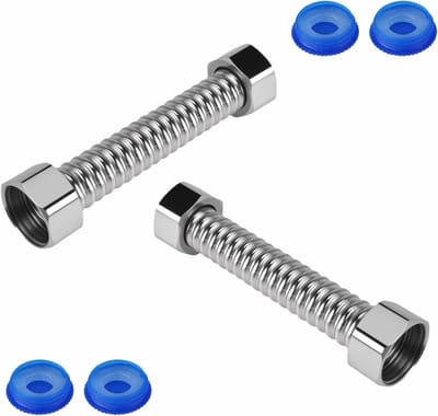 Flexibele Slang - Roestvrij Staal - Kraan Aansluiten - Knikbestendig Ontwerp - 2 Stuks 10 cm - Zilver