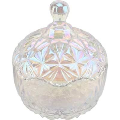 Pot en Verre Cristal 400g Bol de Démagnétisation en Cristal Blanc Élégant Exquis Récipient à Bonbons Bijoux avec