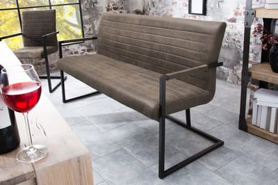 industrieele sledebank LOFT 160cm taupe met armleuning - 42275