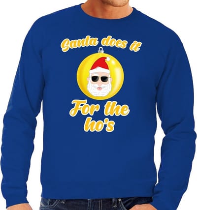 Foute kersttrui Kerstman does it for the ho's rood voor heren S
