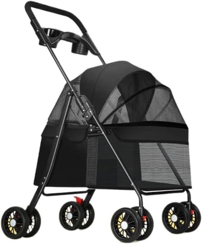 Huisdierbuggy - Dierenwagen - Comfortabel transport - Opvouwbaar ontwerp - Tot 15kg - Grijs