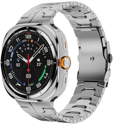 Luxe titanium bandje - geschikt voor Samsung Galaxy Watch Ultra (47mm) / Ultra 2025 (47mm) - stalen schakelband met vlindersluiting - zilver