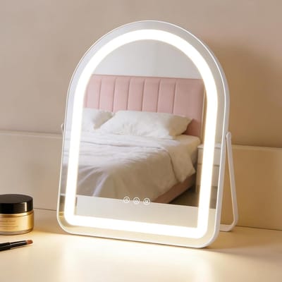 Make-upspiegel met Verlichting - Hollywood Spiegel Tafelspiegel - Professionele Make-up - 3 Kleurtemperaturen Instelbaar - 35 x 45 cm - Wit