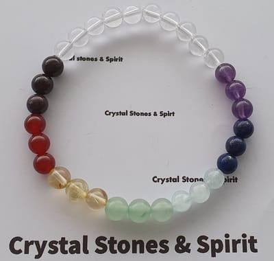 Armband Mineraalsteen "7 Chakra's" rond 6mm