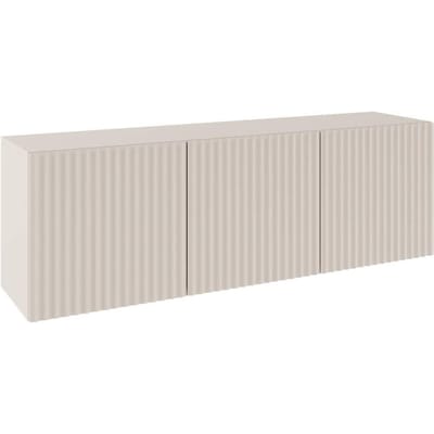 Selsey Sunds – TV-lowboard met geribbelde lamellenfronten, 3-deurs, kasjmierbeige, 150 cm