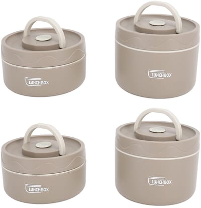 Dailygoody - Geïsoleerde lunchbox - draagbaar - lekvrij - rond - roestvrij staal - voor volwassenen en kinderen - met koeltas