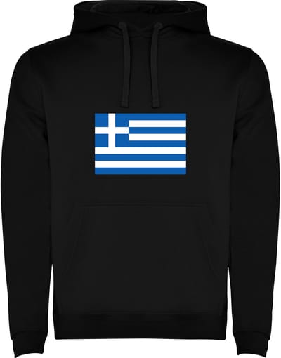 Zwarte Hoodie met Wereldse vlag land Griekenland Full Color Maat M