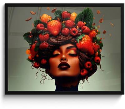 Poster in lijst - Fotolijst 70x50 cm - Posters - Vrouw - Chocolade - Frambozen - Aardbeien - Koekjes - Posterlijst zwart - Decoratie - Wanddecoratie woonkamer - Muurdecoratie slaapkamer