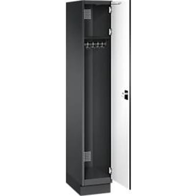 C+P Cambio kast, 1 vak, met sokkel, B 300 x D 525 x H 1980 mm, zwart-grijs/wit