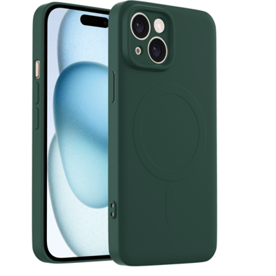 ShieldCase siliconen back cover met magneet geschikt voor iPhone 13 hoesje - TPU / siliconen backcover - telefoonhoesje speciaal voor magnetische accessoires - hoesje met camera cover (donkergroen)