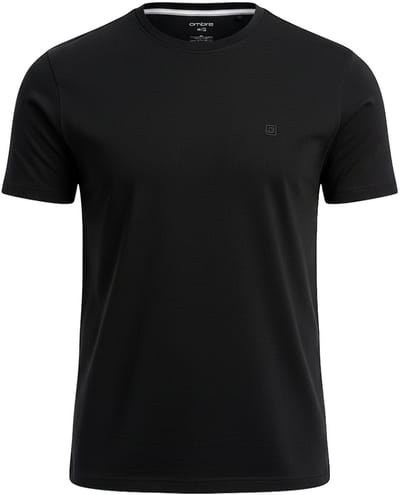 OMBRE T-shirt - Katoen - Korte Mouw - Effen Zwart L