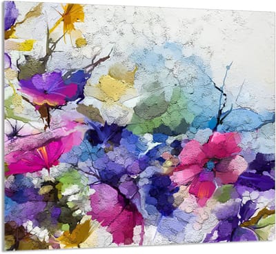TMK ArtDeko - Snijplank Glas - Kwiaty - 65x60 cm - Beschermend en Decoratief