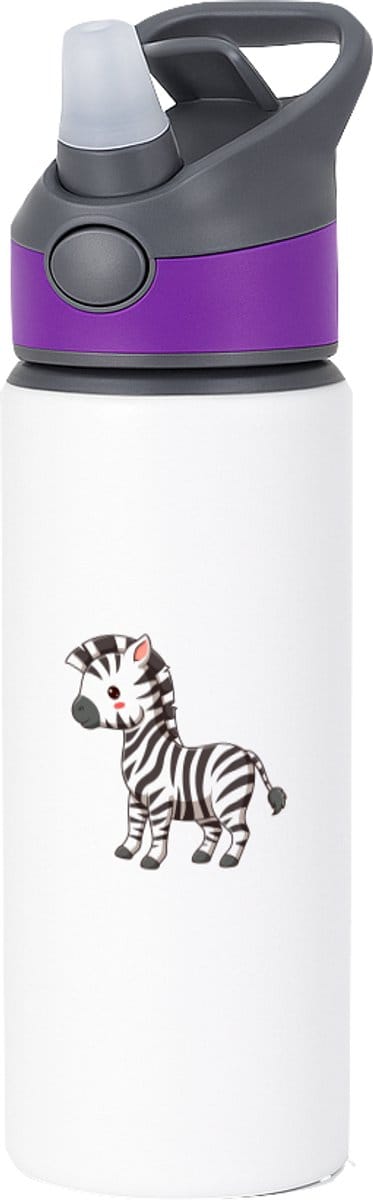 Hacebo® - Zebra's waterfles met rietje paars - Zebra - Dieren liefhebbers - Paarden - safari - dierentuin - water fles - 650ML