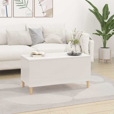 vidaXL - Salontafel - 90x44,5x45 - cm - bewerkt - hout - hoogglans - wit