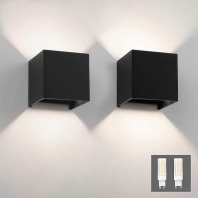 Moderne Binnen en Buiten Wandlampen Zwart (2 Stuks) met Vervangbare G9 LED
