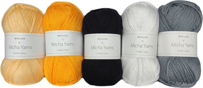 Bollen Bundel - 80% katoen 20% acryl breiwol - 5 bollen haakgaren – 5 x 100gram - Citrine (010) – Cuddly Cotton - Micha Yarns