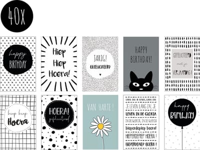 40x minikaartjes / kleine kaartjes / cadeaulabels | JARIG / VERJAARDAG