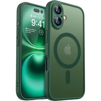 Coque blindée magnétique mate translucide antichoc pour iPhone 17 16 15 14 13 12 11 Pro Max Plus Pour Magsafe Housse de recharge sans fil For iPhone 16 Pro vert