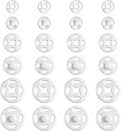 Pack van 45 drukknopen voor naaien, 7.5/10/15 mm, plastic, onzichtbare drukknopen, rond, ideaal voor kleding en handwerk