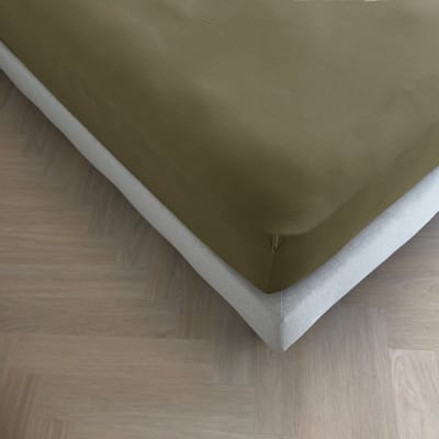 Kayori Tara Topper Hoeslaken Jersey Stretch - 140-160x200-220cm - Biologisch Katoen - Strijkvrij - Olijfgroen