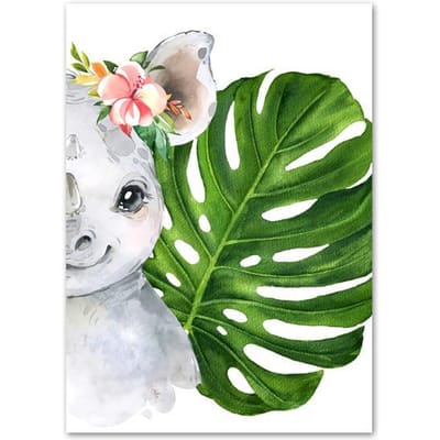 Peinture diamant 5D à faire soi-même, broderie d'animaux rhinocéros, point de croix, décoration d'intérieur 3D 20X30CM green