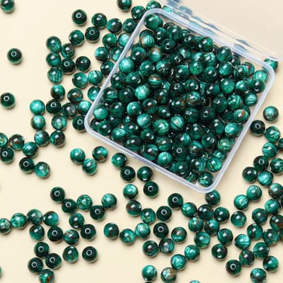8 mm ronde donkergroene glazen kralen om te rijgen, 200 stuks kristallen edelsteenkralen voor armbanden, monochrome sierstenen, boxset met gat voor halskettingen, oorbellen