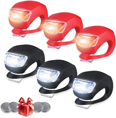 Set van 6 waterdichte LED fietslichten voor en achter