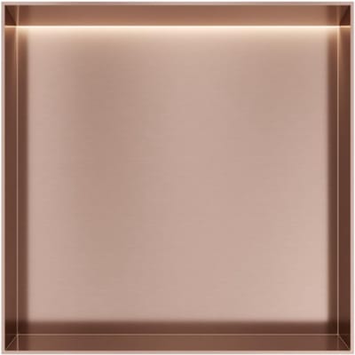 Hotbath &More Inbouwnis - 30 x 30 x 10 cm - Frameless - met LED-verlichting - Geborsteld Koper PVD