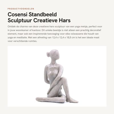 Dailygoods- Standbeeld Creatieve Hars - Beeldje Yoga Meisje - Decoratie Binnen - Sculptuur Woonkamer - Verzamelobject Kantoor - Duurzaam Materiaal