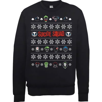 DC Comics Suicide Squad Harley Quinn The Joker en Panda Gezichten Kersttrui - Zwart - XXL