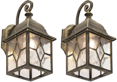 QAZQA london - Landelijke Wand lantaarn voor buiten - 2 stuks - D 18 cm - Brons - Buitenverlichting