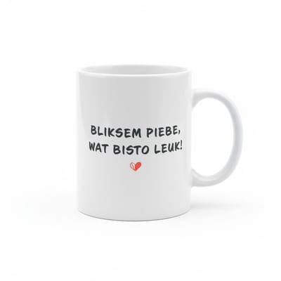 330 ml Mok met Grappige Tekst – Bliksem Piebe, Wat Bisto Leuk! – Perfect Cadeau voor Vrienden en Familie