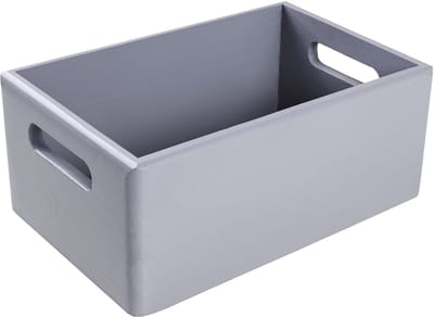 Dailygoods- Houten Doos Grote Maat - 30 x 20 x 13 cm - Met Handgrepen - Perfect voor Speelgoed/Kostbaarheden/Gereedschap - Effen Grijs - Duurzaam Hout - Opbergdoos
