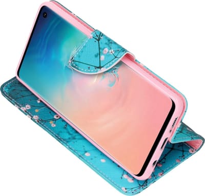*** Hoesje Met Pasjes-houder geschikt voor Samsung Galaxy S10 - Design Softcase Bookcase - Meerkleurig / Blossom - van Heble® ***