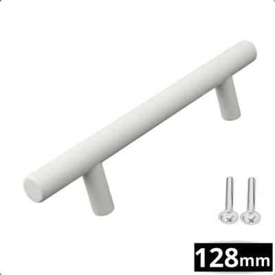 Handgreep Wit RVS Denver - Boormaat 128mm - Greepjes - Handgreep - Handgrepen keukenkastjes - Handvatten - Meubelgreep Wit - Handgrepen voor deurtjes