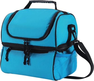 Geïsoleerde lunchtas met twee compartimenten - waterbestendig en lekvrij - ideaal voor school, werk, en picnic - 26x21x28cm
