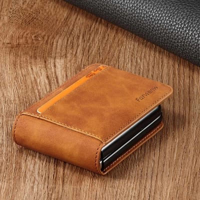 Housse en Cuir à Rabat pour Samsung Galaxy Z Flip 6 5 4 3Flip6  Flip5 Flip4 Flip3 Porte-Cartes Portefeuille Étui de Téléphone Magnétique Galaxy Z Flip5 brown