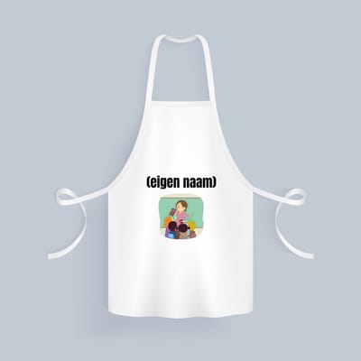 Akyol - juf met kinderen met eigen naam Keukenschort - Juf - leraressen - collega's - verjaardag - afscheidscadeau - geschenk - kado - 82 bij 71 cm
