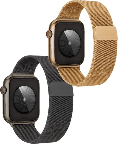 Milanees Horlogebandje Geschikt voor SE 44 mm Band Milanees - Bandje Geschikt voor SE 44 mm Bandje Milanees - Zwart & Goud