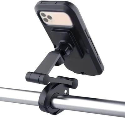 JeiibrZui Telefoonhouder voor op de fiets - Telefoonhouder voor op de motor - Waterdichte touchscreenhouder, stevig en duurzaam, kan op het stuur worden gemonteerd - Uit één stuk - Zwart