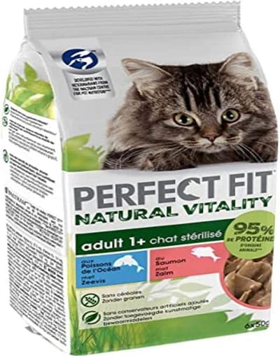 Perfect Fit Natural Vitality voedselzakjes voor volwassen gecatechiseerde katten, 6 x 50 g