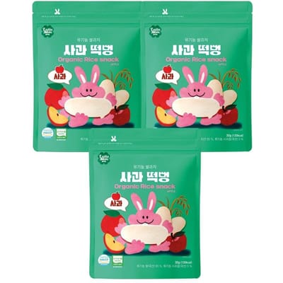 Lulumom Biologische Witte Rijst Appel Snack Zacht Smeltende Baby Snack 30g x 3 Pakken