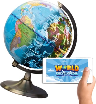 Interactieve Aardglobe - Verlichte Wereldbol - Educatief Leren - Dag En Nacht Modus - Diameter 20 cm - Meerkleurig