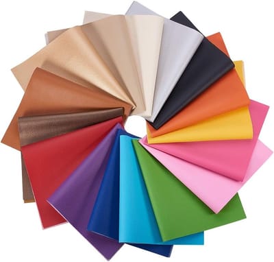 16-delige set faux leren vellen in 16 kleuren met canvas achterkant voor handwerken en creatief knutselen