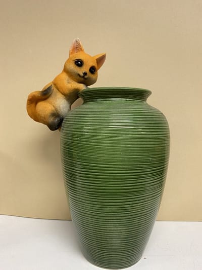 Pothanger vos - polyresin - oranje - hoogte16x8x5cm - voor binnen of buiten - Woonaccessoires