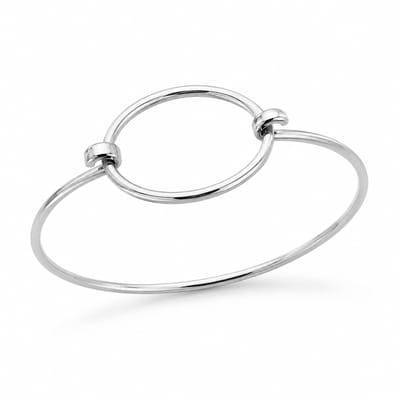 925 Zilveren Armband Dames – Minimalistische Open Bangle Armband met Cirkel – Elegant en Tijdloos Sieraad – Sterling Zilver