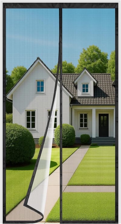 SnelShoppen - Vliegengaas Balkondeur Magnetisch 95 x 210 cm Insectenbescherming Zonder Boren Klittenband 3,8 cm Sterkere Magneten Zwart Voor Woonkamer